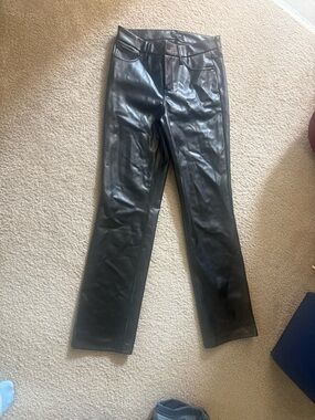 NYDJ Black Faux Leather Straight Leg Pants